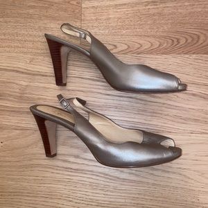 Cole Haan Open Toe Sling Back Leather Pump Heel